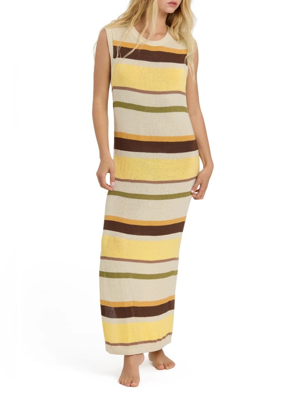 Billabong Striped Knit White Cap Sweater Maxi Dress - Picture 10 of 11